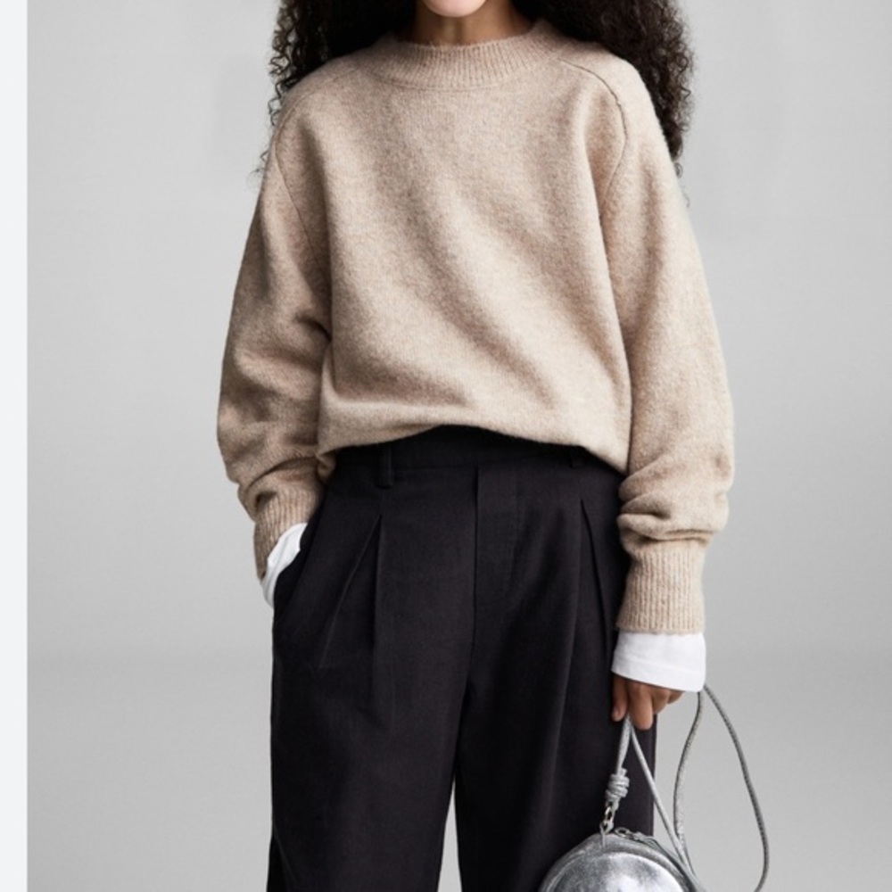 Mango Soft Beige Crew Neck Sweater